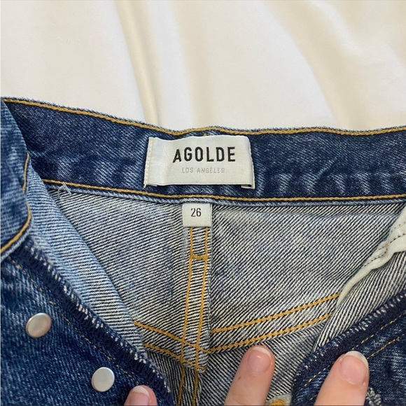 Agolde Dee Super High-Rise Denim Shorts in color precision, size 26 - Picture 8 of 8